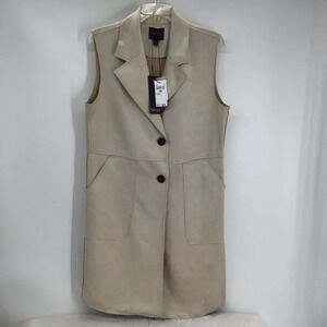 TRUTH by Republic Women’s Faux Suede Button-Up Vest Stone NWT Size Medium